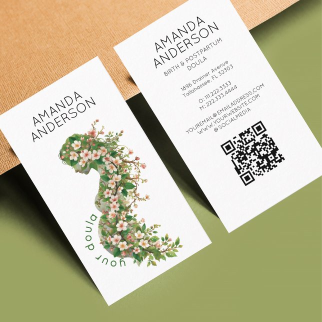 Birth Doula Midwife Pregnancy Birth Coach Qr Code Business Card (Creator Uploaded)