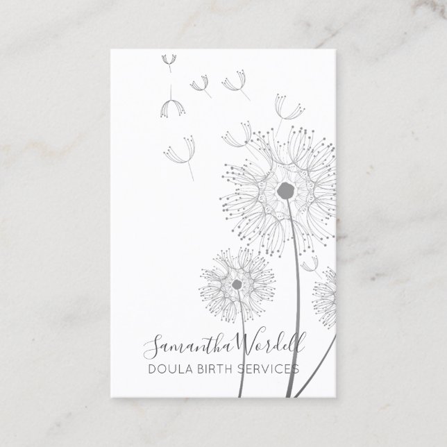 Birth Doula Or Midwife Floral Illustration Square  Business Card (Front)