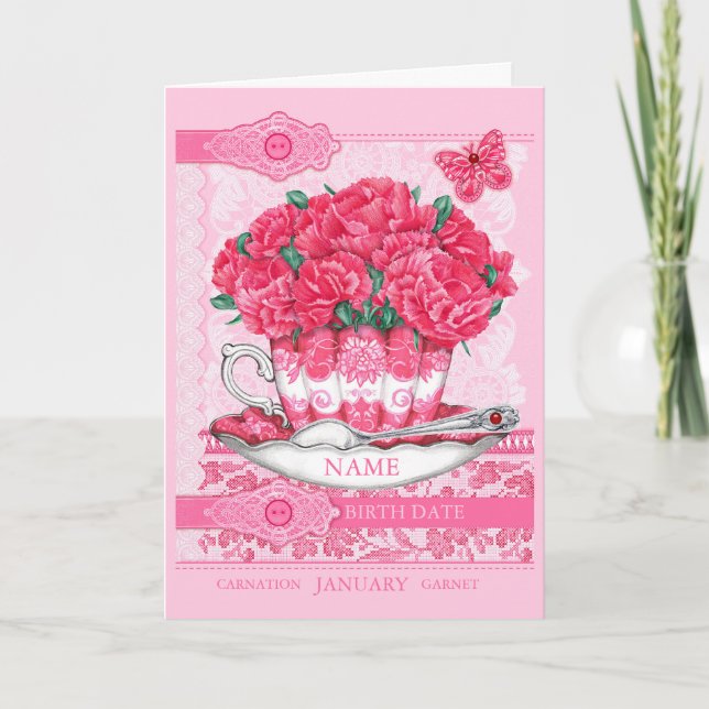 Birth Flower and Birthstone Word Game Card (Front)