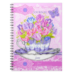 Birth Flower and Gem April Lace Notebook