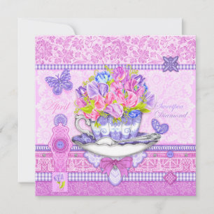 Birth Flower and Gem April Teacup Card