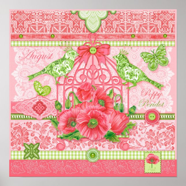 Birth Flower and Gem August Birdcage Poster (Front)