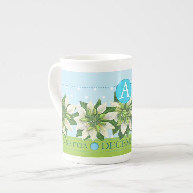 Birth Flower and Gem December Bone China Mug (Front Left)