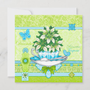 Birth Flower and Gem December Teacup Card