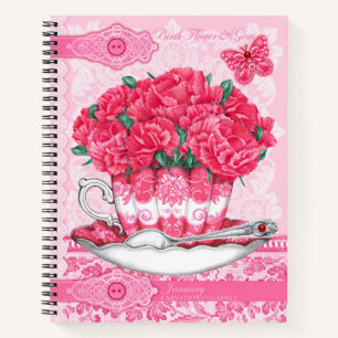Birth Flower and Gem January Lace Lrge Notebook
