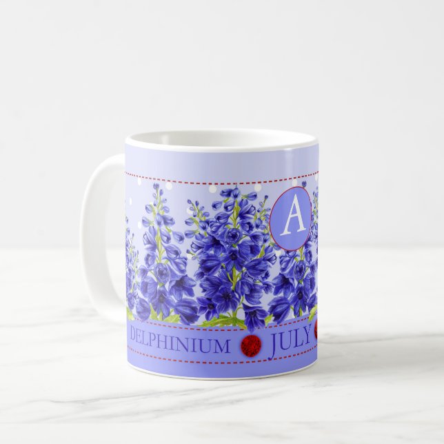Birth Flower and Gem July Classic Mug (Front Left)