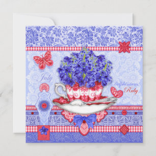 Birth Flower and Gem July Teacup Card
