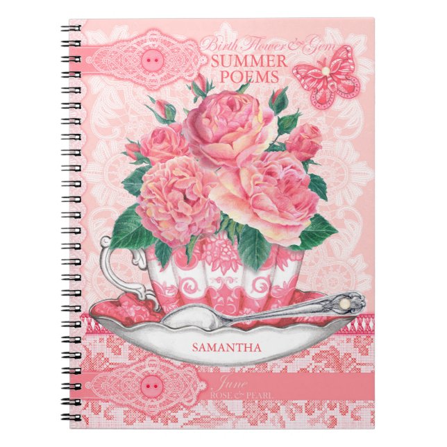 Birth Flower and Gem June Lace Notebook (Front)