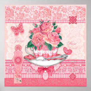 Birth Flower and Gem June Teacup Poster