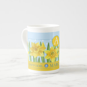 Birth Flower and Gem March Bone China Mug