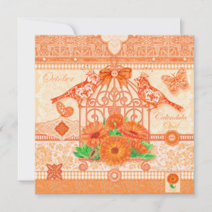 Birth Flower and Gem October Birdcage Card
