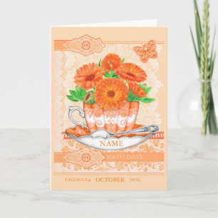 Birth Flower and Gem October Word Game Card