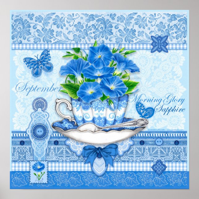 Birth Flower and Gem September Teacup Poster (Front)