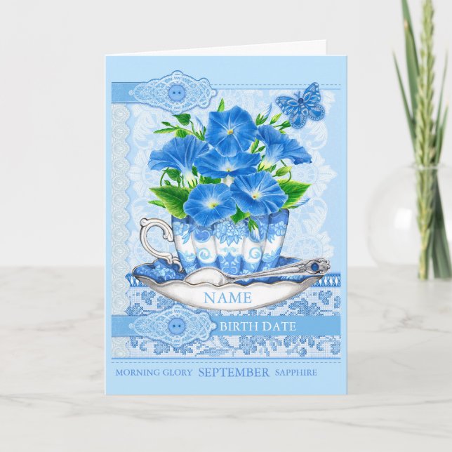 Birth Flower and Gem September Word Game Card (Front)