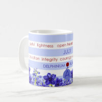 Birth Flower and Gem Stripe Mug July