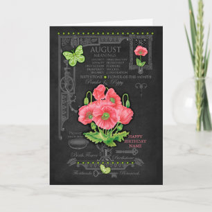Birth Flower August Chalk Personalised Card