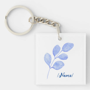 Birth Flower Blue branch Holiday gift Key Ring