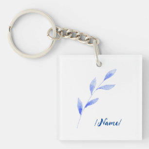 Birth Flower Blue branch Holiday gift Key Ring