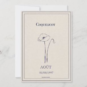 Birth flower card August poppy