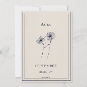 Birth flower card September aster.