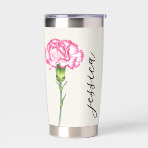 Birth Flower Carnation January Monogram Insulated Tumbler