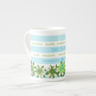 Birth Flower& Gem Stripe Mug December Bone China