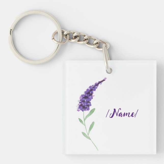 Birth Flower Lavender Holiday gift Key Ring (Front)