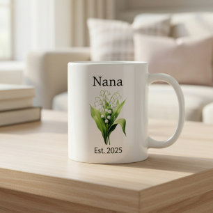 Birth Flower Lily of the Valley for Nana with Year Coffee Mug