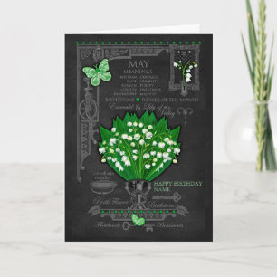 Birth Flower May Chalk Personalised Card
