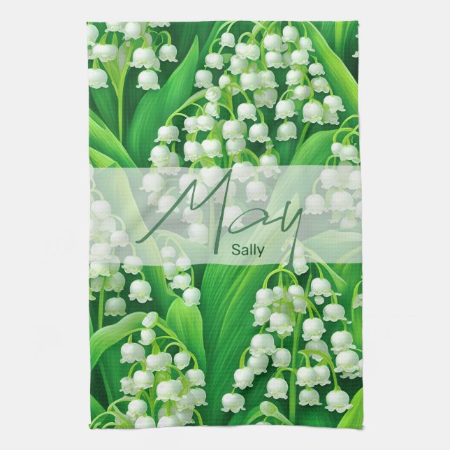 Birth Flower May Lilly of the Valley  Tea Towel (Vertical)
