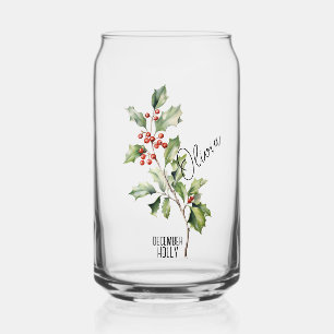 Birth Flower Month December Holly Name Can Glass