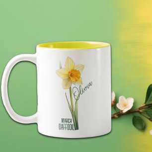 Birth Flower Month March Daffodil Name Two-Tone Coffee Mug