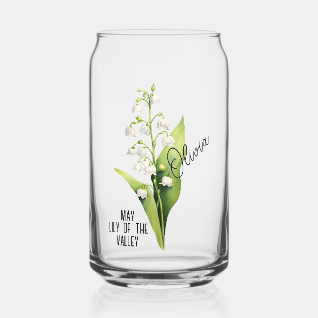 Birth Flower Month May Lily Of The Valley Name Can Glass (Front)