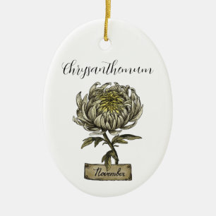 Birth Flower NOVEMBER Birthday Chrysanthemum Ceramic Tree Decoration