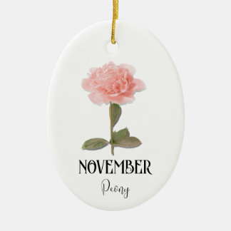 Birth Flower NOVEMBER Birthday Peony Pink Ceramic Tree Decoration