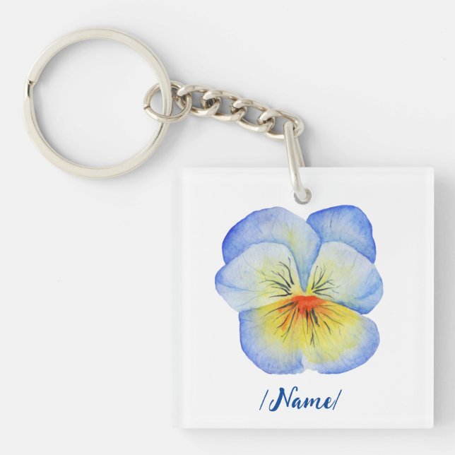 Birth Flower Pansies Viola Holiday gift Key Ring (Front)
