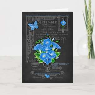 Birth Flower September Chalk Personalised Card