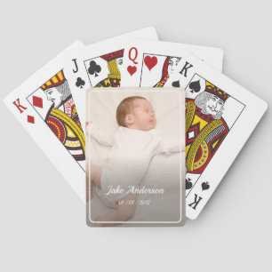 Birth Keepsake White Photo Name Date Playing Cards
