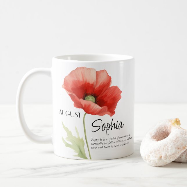  Birth Month August Flower Personalised Coffee Mug (With Donut)