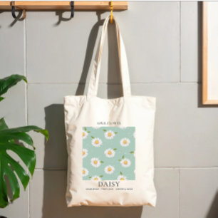 Birth Month Daisy Flower   Spearmint Paste Colour Tote Bag