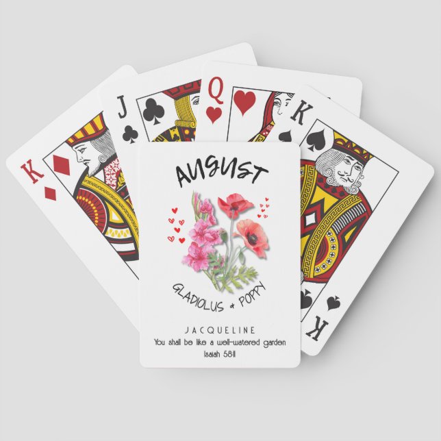 Birth Month Flower AUGUST Christian Birthday Playing Cards (Back)