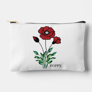 Birth Month Flower August Poppy  Accessory Pouch