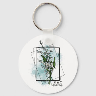 Birth Month Flower Born in May Lily of the Valley Key Ring