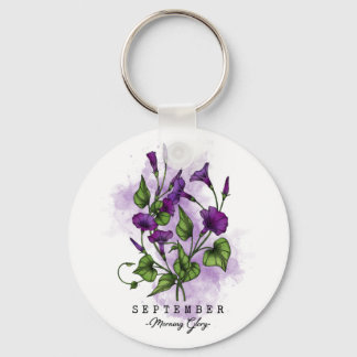 Birth Month Flower Born in September Morning Glory Key Ring