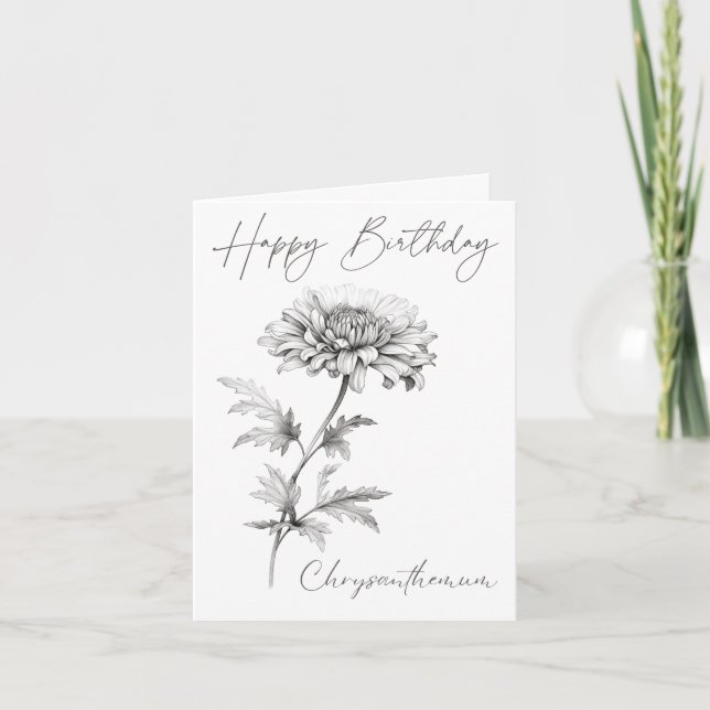 Birth Month Flower Chrysanthemum personalized Note Card (Front)