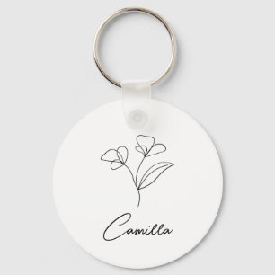 Birth Month Flower custom name, Personalised name, Key Ring