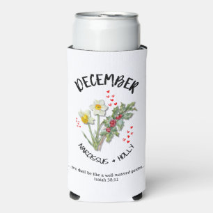 Birth Month Flower DECEMBER Christian Seltzer Can Cooler