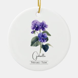 Birth Month Flower Febuary Violet  Ceramic Tree Decoration