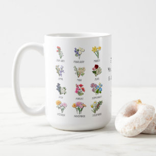 BIRTH MONTH FLOWER Floral Christian Bible Verse Coffee Mug