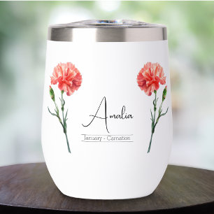 Birth Month Flower January Carnation Wine Tumbler